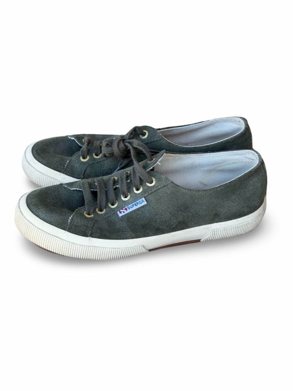 SUPERGA Suede Sneakers Olive Green Canvas Style EU 39 US 8
